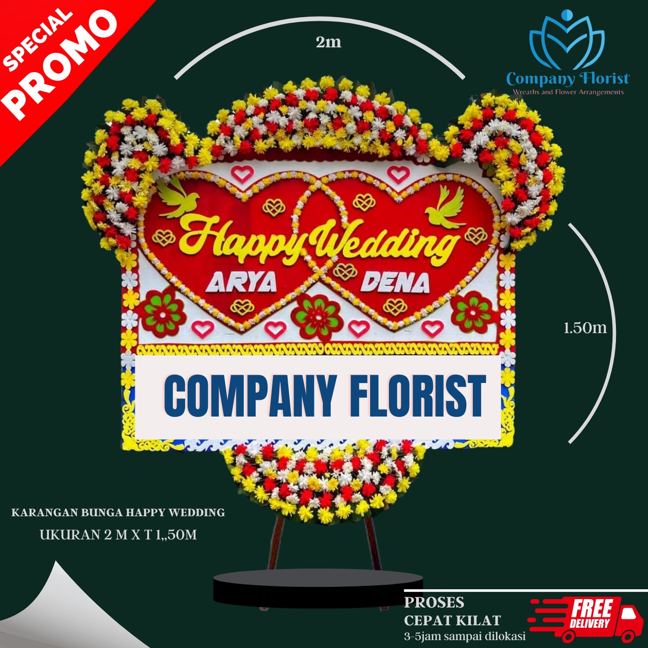 Papan Bunga Happy Wedding Premium Eksklusif – Company Florist